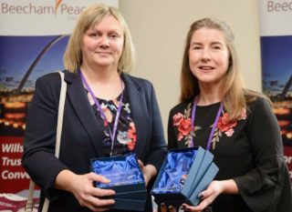 Karen McArthur and Deborah Bell at awards ceremony